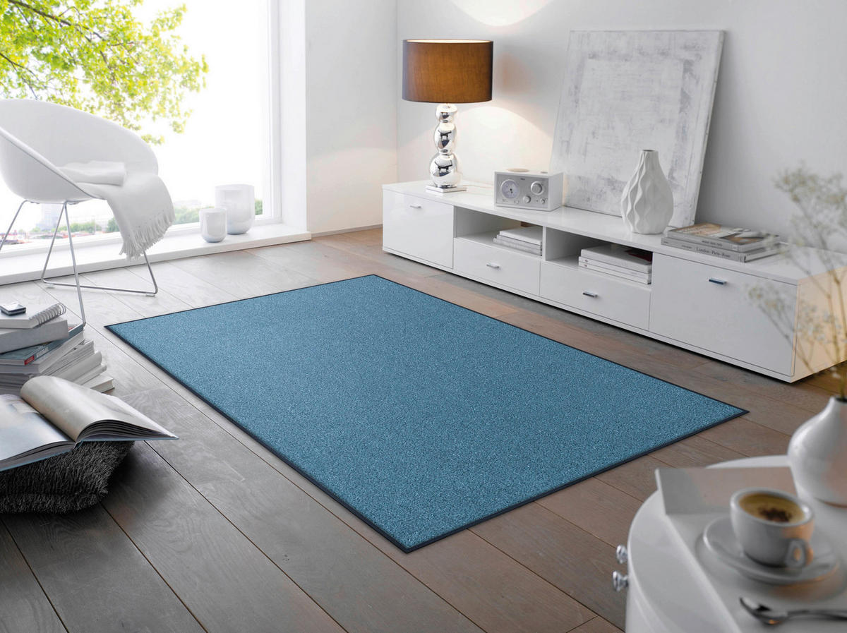 COVOR CU ȚESĂTURĂ PLATĂ Steel Blue  - albastru, Konventionell, plastic (120/180cm) - wash+dry