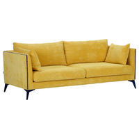 SOFA  in Cord Gelb  - Gelb/Schwarz, Design, Textil/Metall (210/70/100cm) - Ambia Home