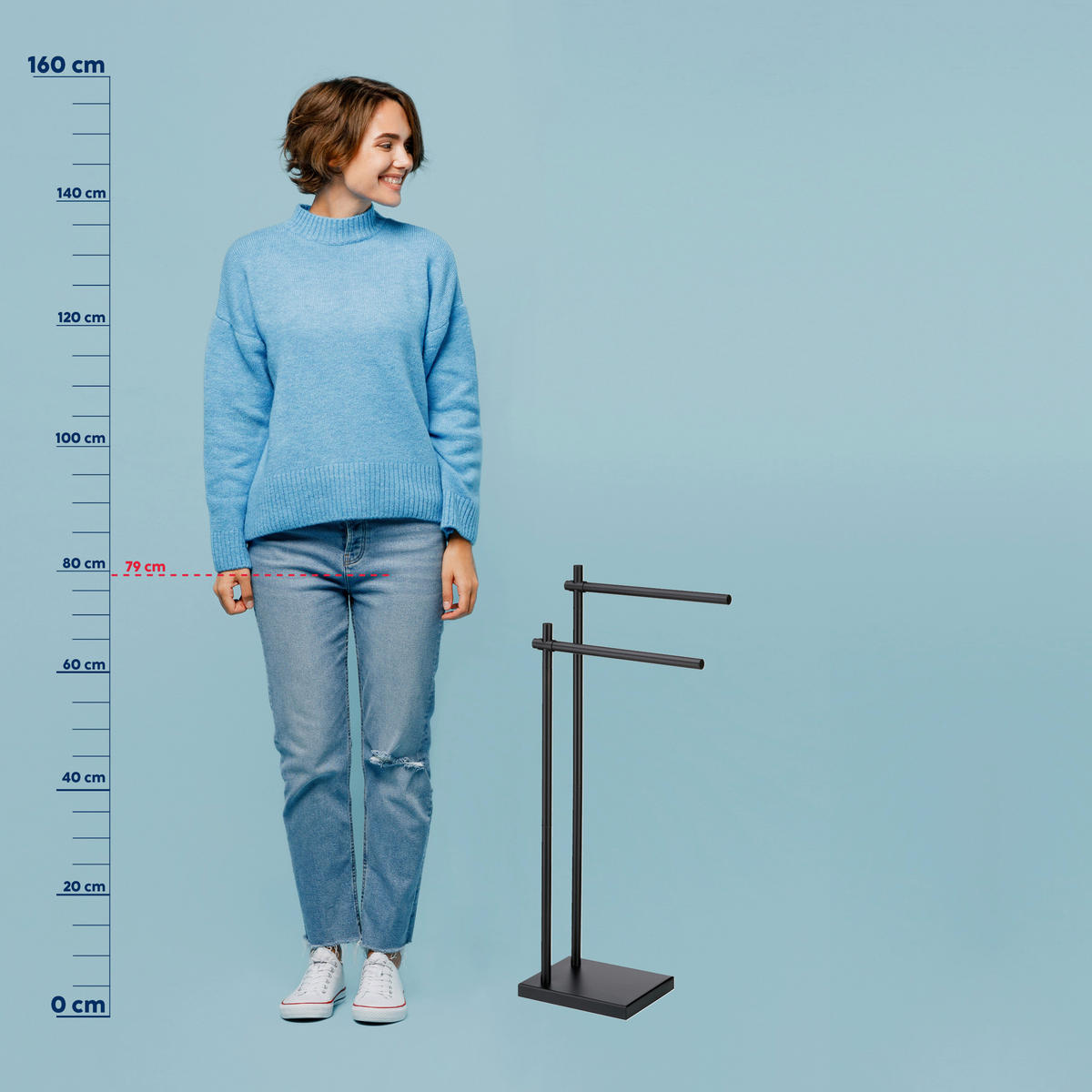 HANDTUCHHALTER Schwarz  - Schwarz, KONVENTIONELL, Metall (36/18/79cm) - Kela