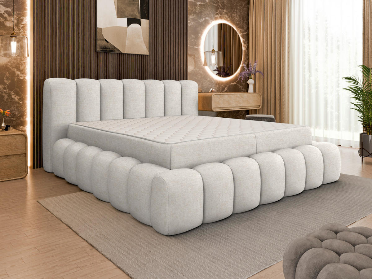 POLSTERBETT Lattenrost, Bettkasten Beige 160/200 cm  - Birkefarben/Beige, Trend, Holz/Kunststoff (160/200cm) - Esposa