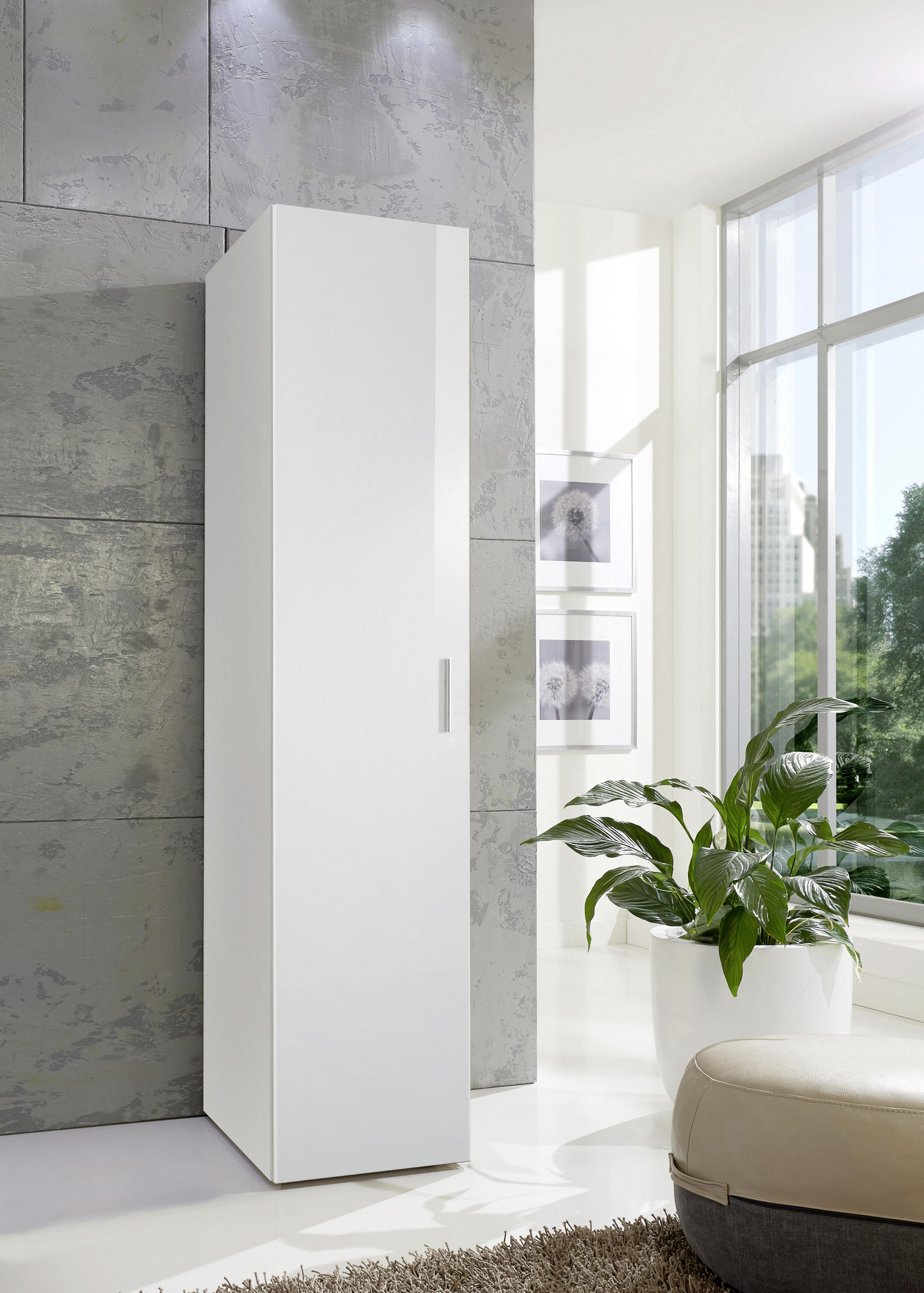 SCHRANK Weiß - Chromfarben/Weiß, KONVENTIONELL, Holzwerkstoff/Kunststoff (40/185/54cm) - Xora