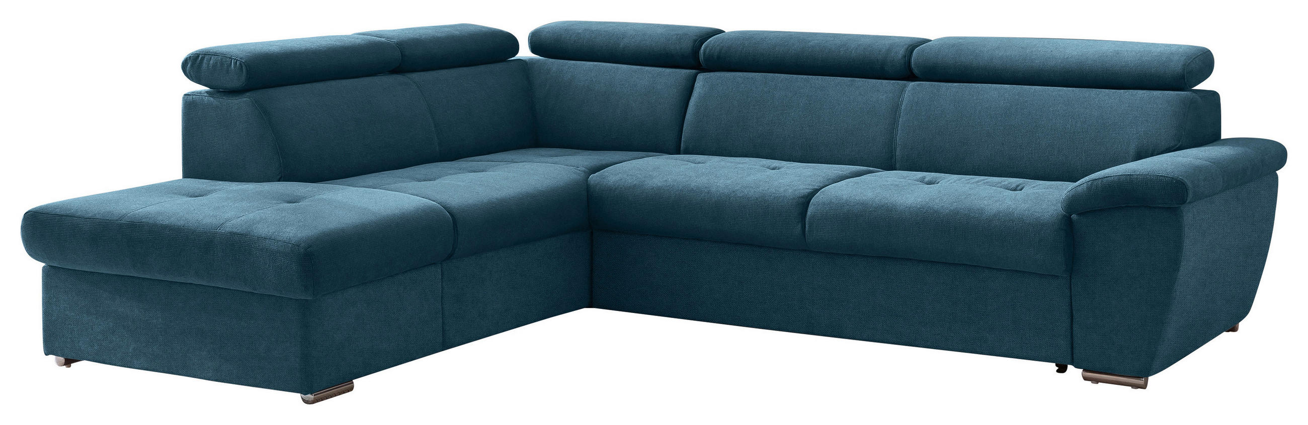 ECKSOFA Hellblau Chenille  - Chromfarben/Schwarz, Design, Textil/Metall (216/262cm) - Livetastic