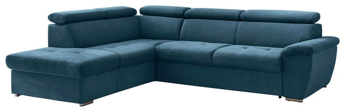 ECKSOFA Hellblau Chenille  - Chromfarben/Schwarz, Design, Textil/Metall (216/262cm) - Livetastic