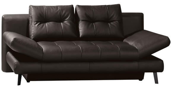 SCHLAFSOFA Braun Echtleder - Schwarz/Braun, Design, Leder/Metall (209/94/94cm) - Novel