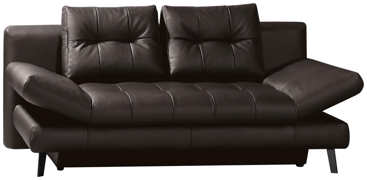 SCHLAFSOFA Braun Echtleder  - Schwarz/Braun, Design, Leder/Metall (209/94/94cm) - Novel