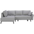 ECKSOFA Grau Webstoff Zierkissen, Rückenkissen, Bettkasten, Schlaffunktion, Rücken echt  - Schwarz/Grau, Design, Textil/Metall (191/250cm) - Carryhome