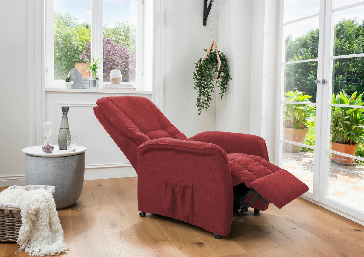 FERNSEHSESSEL in Struktur Rot  - Rot/Schwarz, Design, Kunststoff/Textil (77/107/88cm) - Livetastic