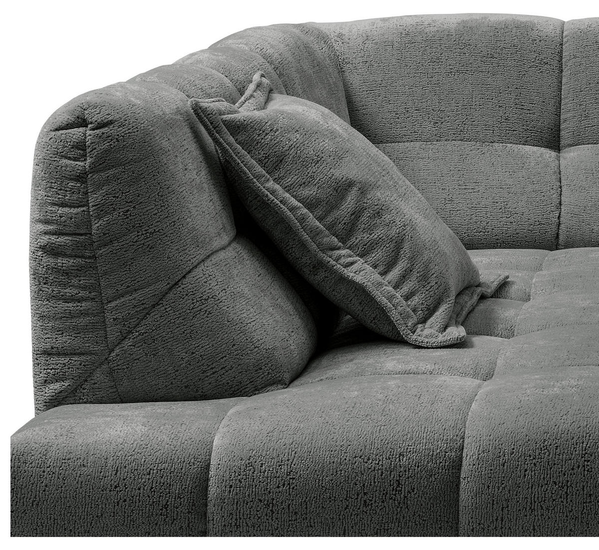 ECKSOFA ITALIA in Chenille Anthrazit  203/254 cm  - Anthrazit/Schwarz, MODERN, Kunststoff/Textil (203/254cm) - Livetastic