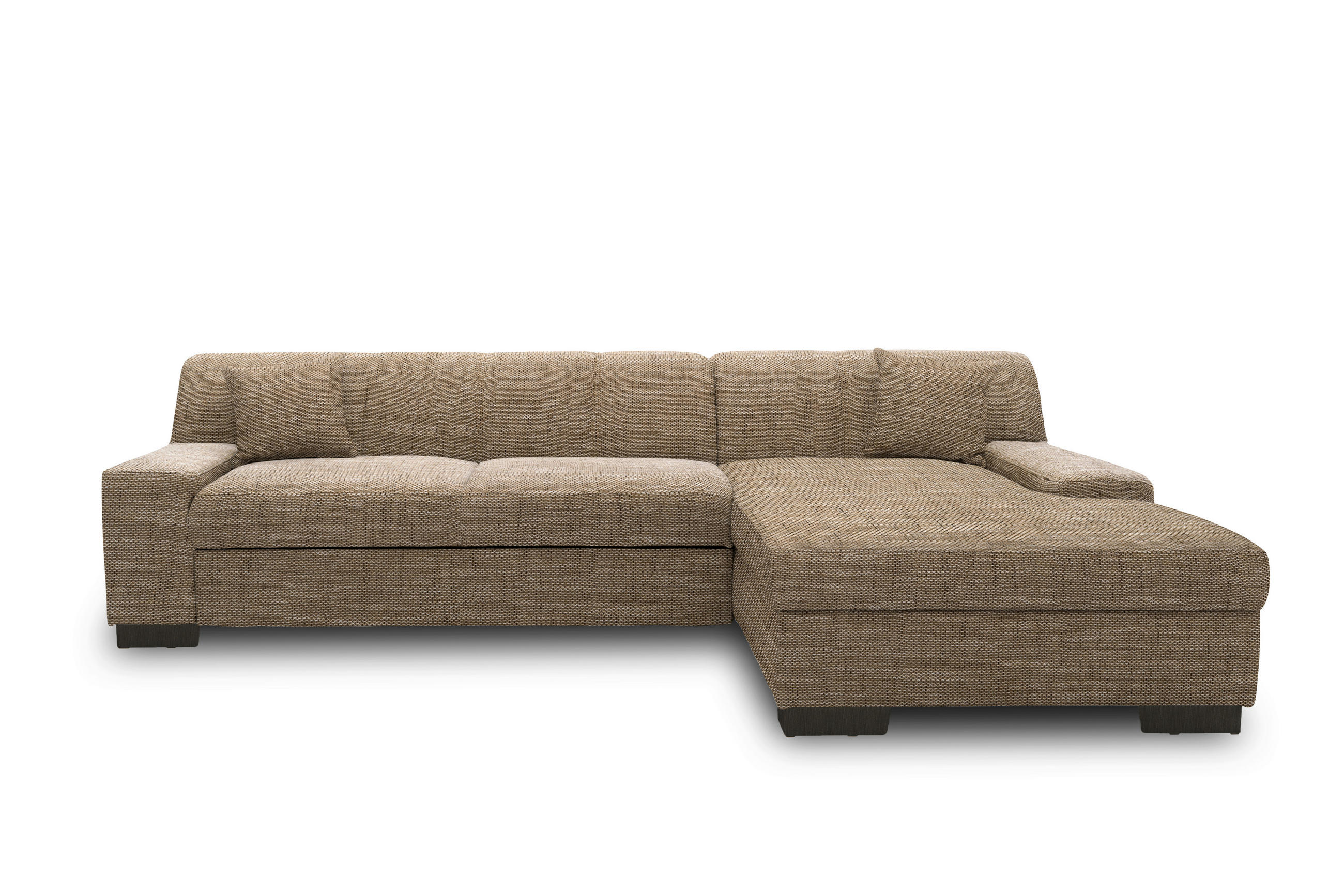 ECKSOFA Braun, Beige Webstoff  - Wengefarben/Beige, Design, Holz/Textil (268/153cm) - MID.YOU