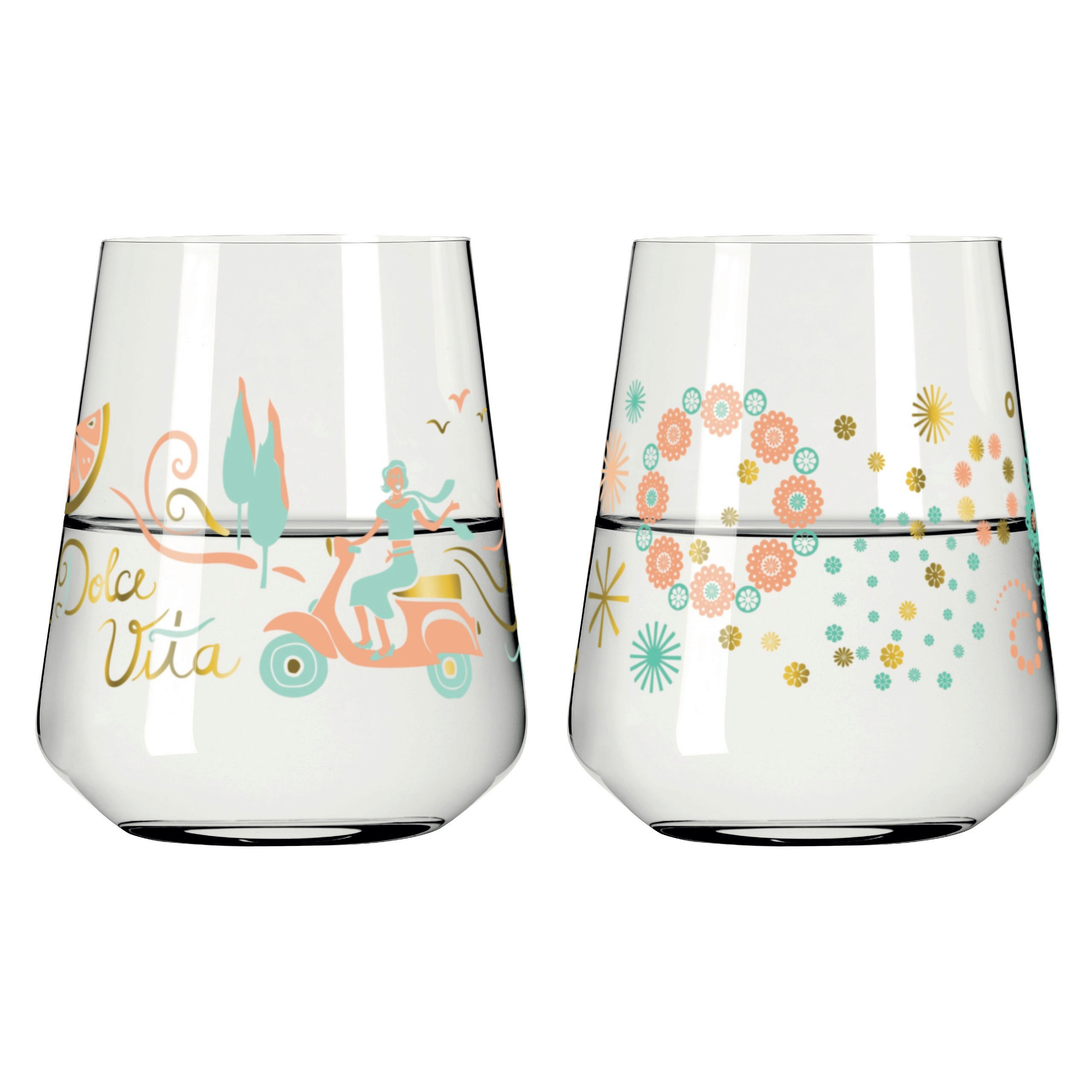 GLÄSERSET Sommerrausch  2-teilig  - Transparent/Multicolor, Design, Glas (9.2/11.0cm) - Ritzenhoff