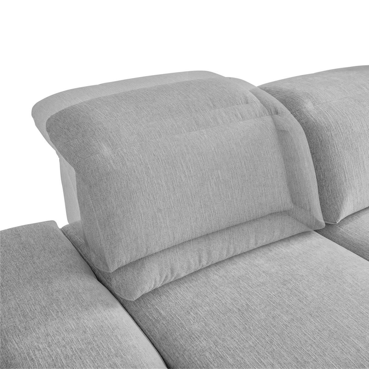 ECKSOFA inkl. Funktionen Grau Webstoff  - Schwarz/Grau, Design, Textil/Metall (289/180cm) - Stylife