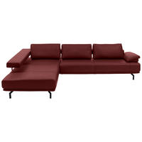 ECKSOFA in Echtleder Brombeere  - Anthrazit/Brombeere, Design, Leder/Metall (255/325cm) - Dieter Knoll