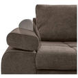 ECKSOFA in Flachgewebe Graubraun  - Chromfarben/Graubraun, Design, Kunststoff/Textil (294/173cm) - Carryhome