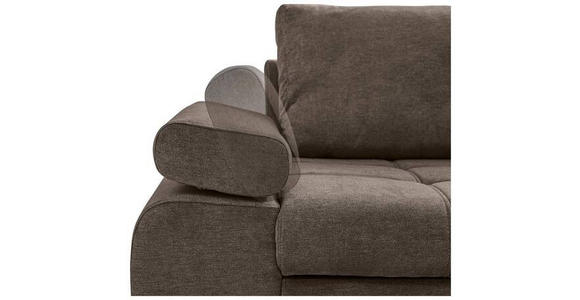 ECKSOFA in Flachgewebe Graubraun  - Chromfarben/Graubraun, Design, Kunststoff/Textil (294/173cm) - Carryhome