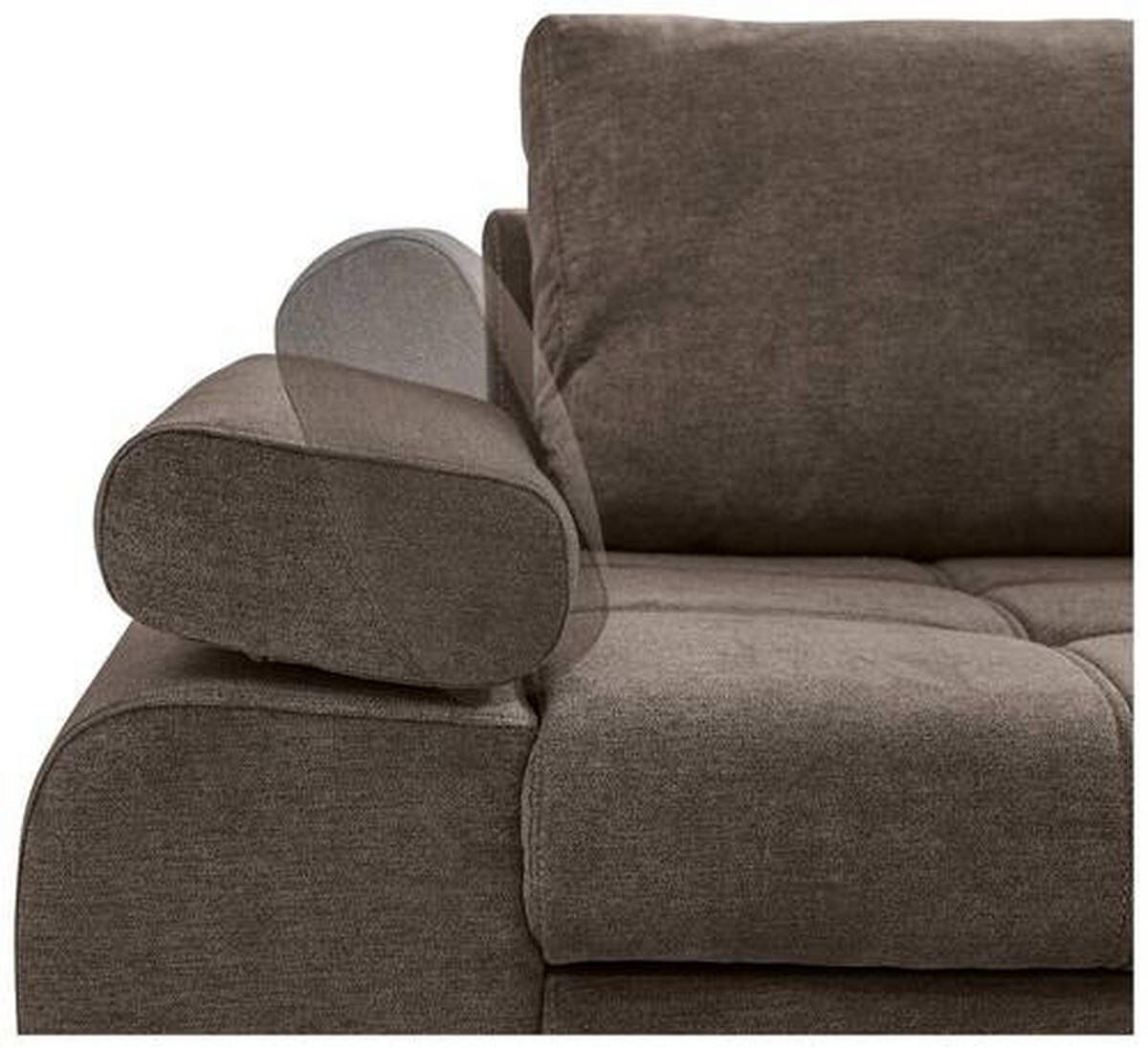 ECKSOFA in Flachgewebe Graubraun  - Chromfarben/Weiss, Design, Kunststoff/Textil (294/173cm) - Carryhome
