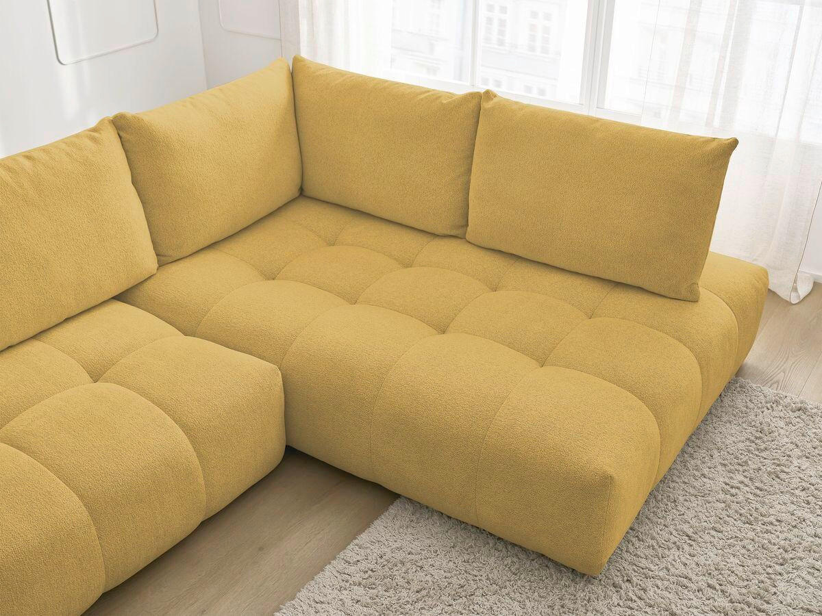 ECKSCHLAFSOFA EVEREST  mit Rücken echt, Armteil links, Armteil rechts Flachgewebe Gelb  - Gelb/Schwarz, MODERN, Kunststoff/Textil (320/212cm)