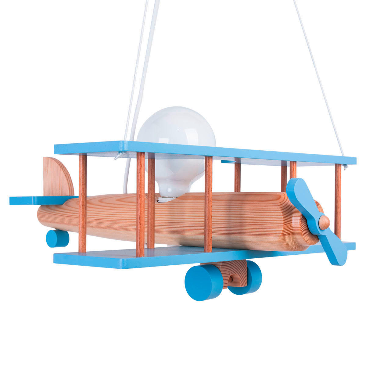 KINDERHÄNGELEUCHTE 42/45/75 cm   - Blau/Naturfarben, KONVENTIONELL, Holz (42/45/75cm)