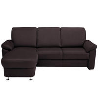 ECKSOFA in Flachgewebe Mokka  - Chromfarben/Mokka, Konventionell, Textil/Metall (163/220cm) - Beldomo System