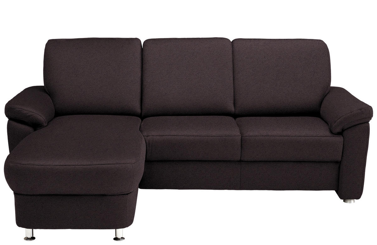 ECKSOFA in Flachgewebe Mokka  - Chromfarben/Mokka, Konventionell, Textil/Metall (163/220cm) - Beldomo System