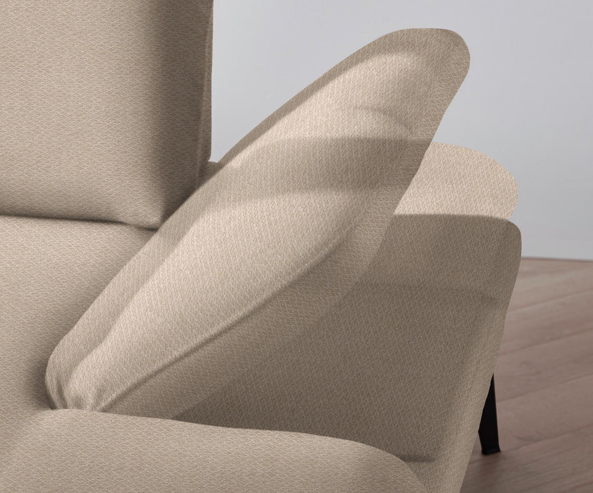 ECKSOFA in Chenille Creme  - Creme/Schwarz, Design, Textil/Metall (180/289cm) - Stylife