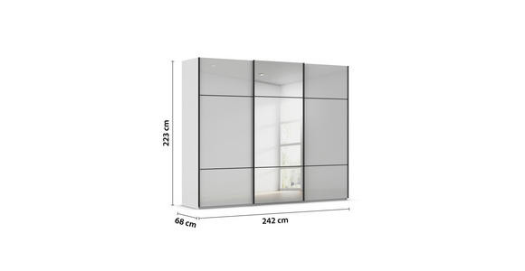 SCHWEBETÜRENSCHRANK 242/223/68 cm 3-türig Grau  - Schwarz/Grau, KONVENTIONELL, Glas/Holzwerkstoff (242/223/68cm) - Novel