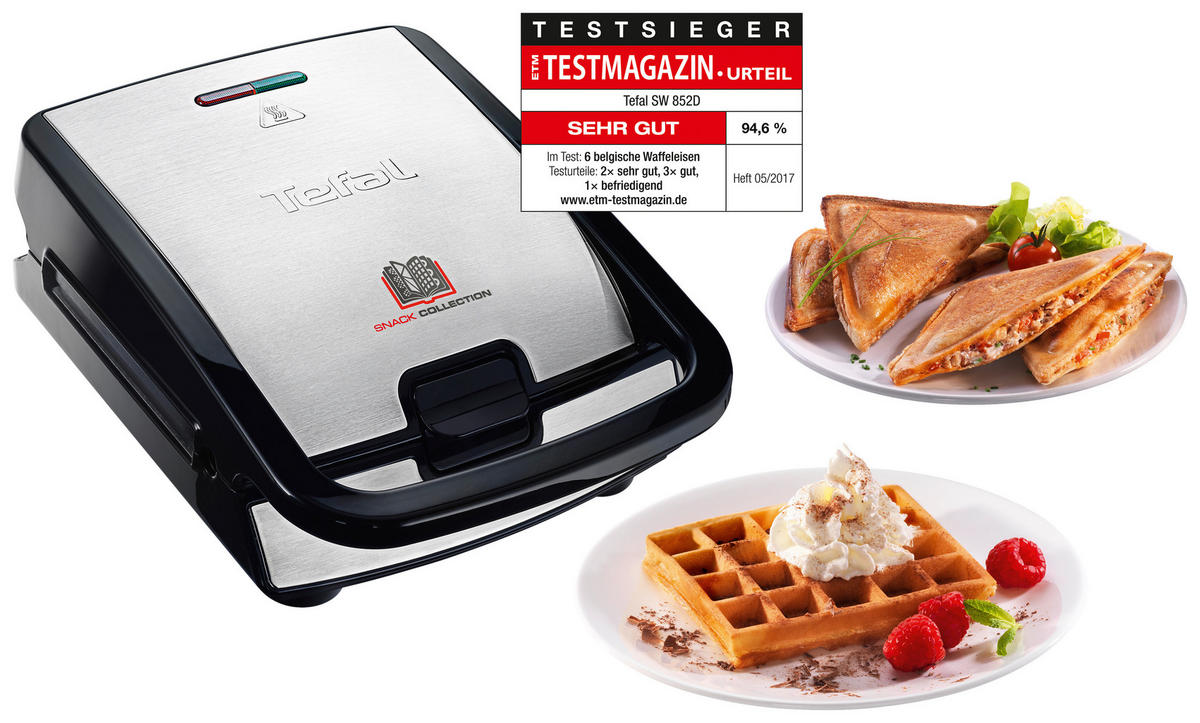 WAFFELEISEN  - Edelstahlfarben/Schwarz, Basics, Kunststoff (24/12,5/28cm) - Tefal