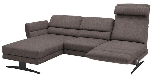 ECKSOFA  in Flachgewebe Greige  176-217/279-327 cm  - Greige/Schwarz, Design, Textil/Metall (176-217/279-327cm) - Dieter Knoll