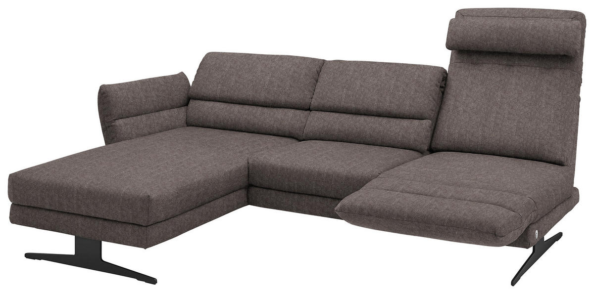ECKSOFA in Flachgewebe Greige  176-217/279-327 cm  - Greige/Schwarz, Design, Textil/Metall (176-217/279-327cm) - Dieter Knoll