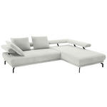 ECKSOFA Fino in Chenille Ecru  305/224 cm  - Ecru/Schwarz, Design, Textil/Metall (305/224cm) - Dieter Knoll