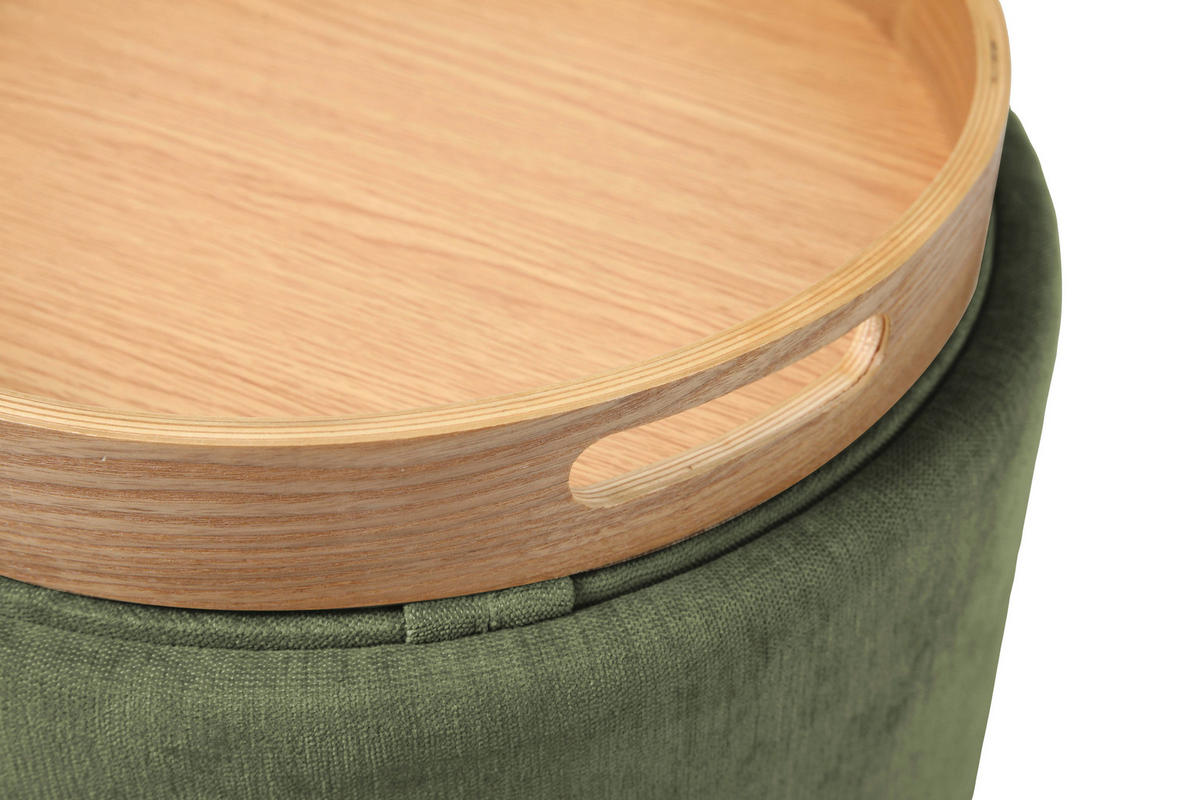 HOCKER Vliesstoff, Leinenoptik Grün  - Eichefarben/Grün, Basics, Textil/Metall (39/44/39cm) - Xora