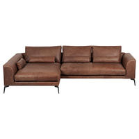 ECKSOFA Echtleder Braun  - Schwarz/Braun, Design, Leder/Metall (172/313cm) - Livetastic