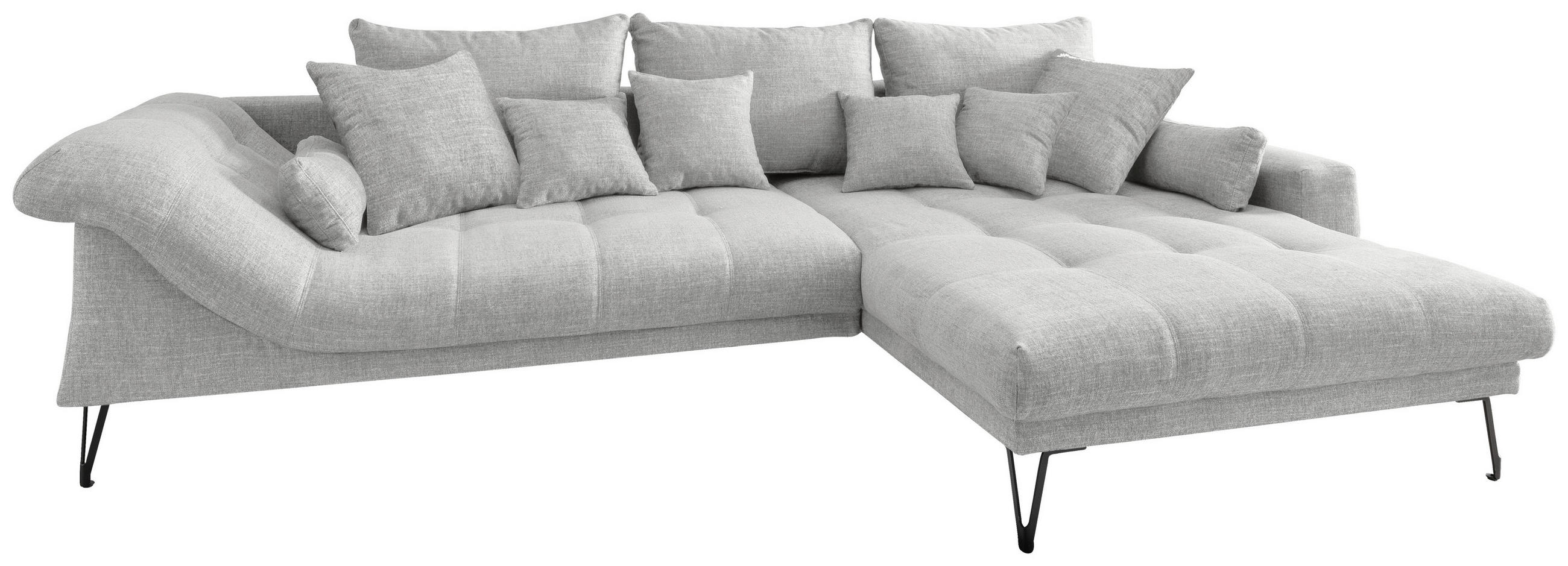 ECKSOFA in Mikrofaser Weiss  - Weiss/Schwarz, Konventionell, Textil/Metall (310/192cm) - Livetastic