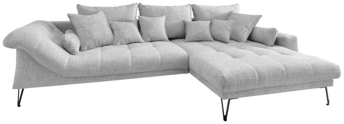 ECKSOFA in Mikrofaser Weiß  310/192 cm  - Schwarz/Weiß, KONVENTIONELL, Textil/Metall (310/192cm) - Livetastic