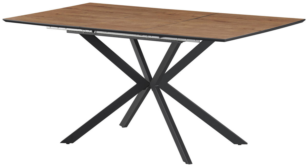 ESSTISCH Eichefarben rechteckig  ausziehbar  - Eichefarben/Schwarz, KONVENTIONELL, Holzwerkstoff/Metall (120-160/76/80cm) - MID.YOU