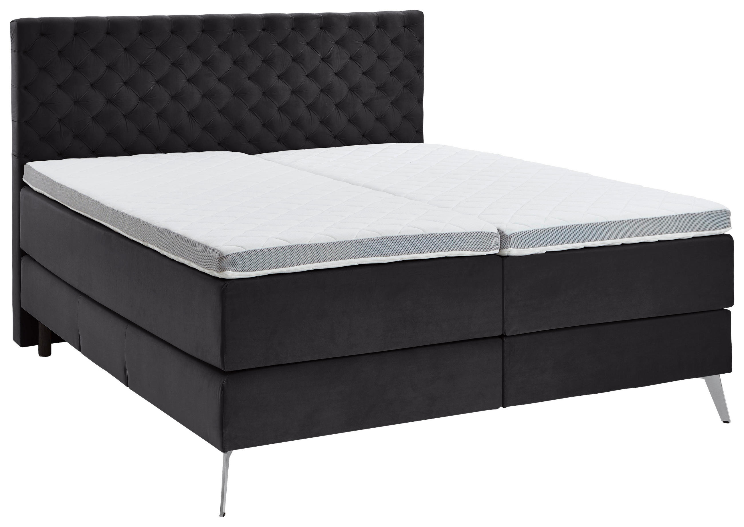 BOXSPRINGBETT 180/200 cm  in Anthrazit  - Chromfarben/Anthrazit, Design, Textil/Metall (180/200cm) - Xora