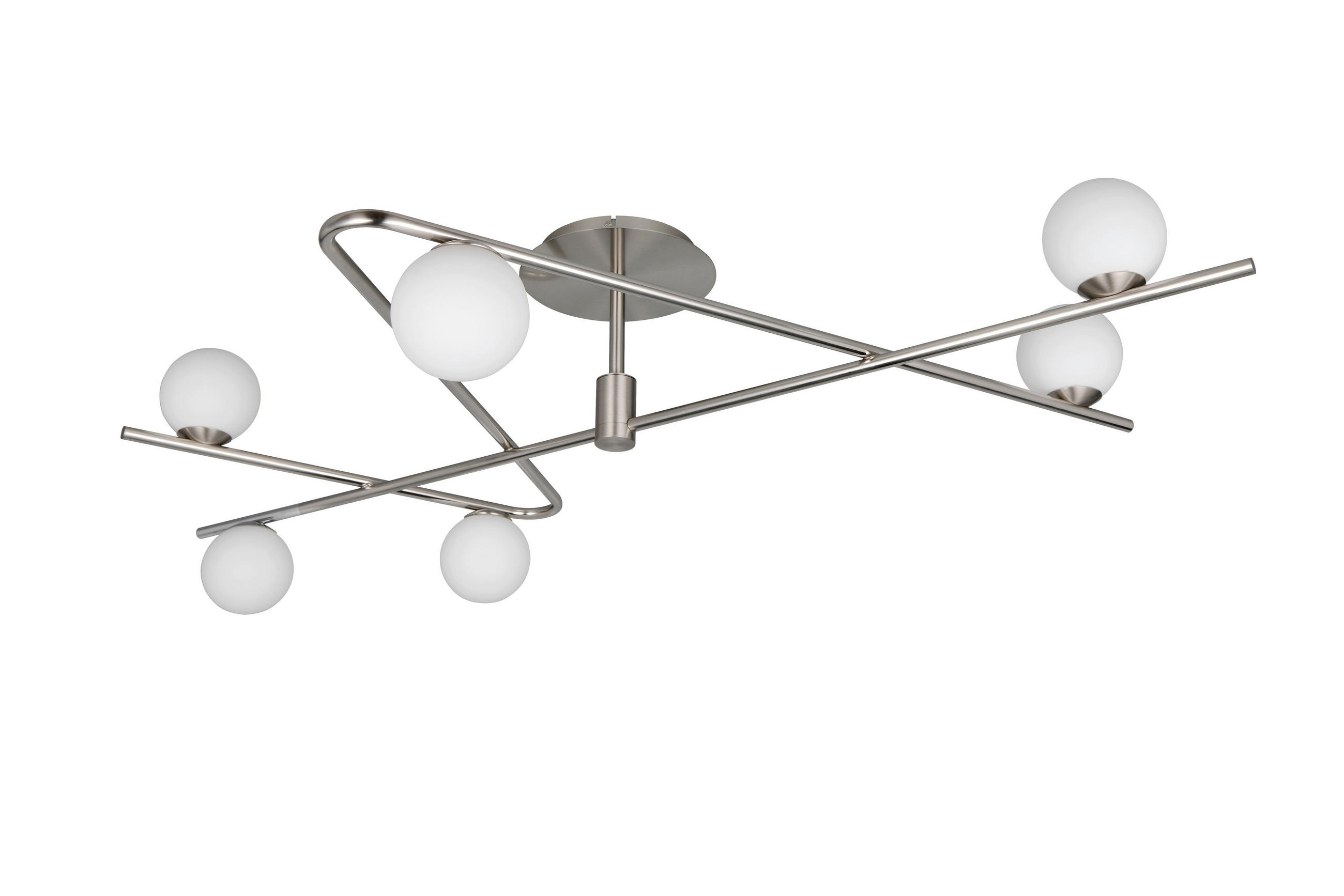 DECKENLEUCHTE Flaming 120/28/73,5 cm   - Chromfarben/Weiß, Design, Glas/Metall (120/28/73,5cm) - Trio Leuchten