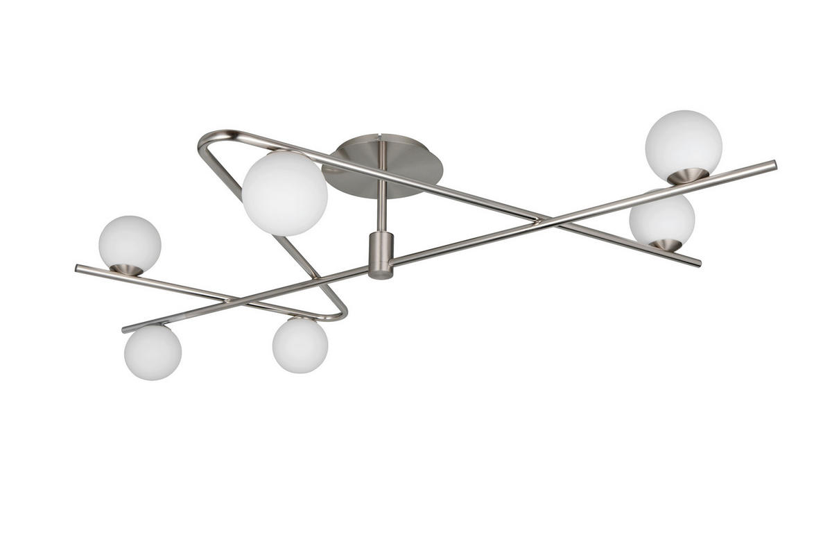 DECKENLEUCHTE Flaming 120/28/73,5 cm   - Chromfarben/Weiß, Design, Glas/Metall (120/28/73,5cm) - Trio Leuchten