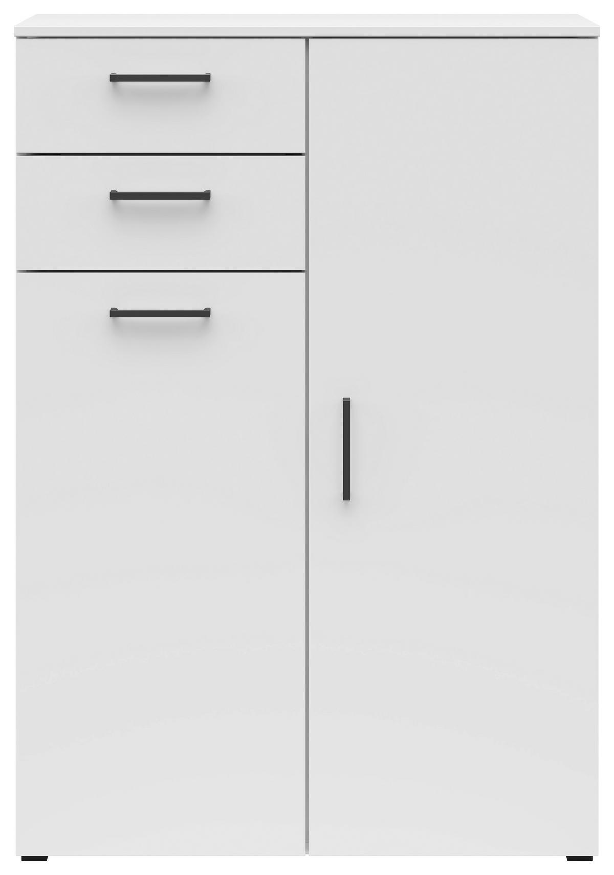 KOMODA   80/115/40 cm   bijela  - bijela/crna, Moderno, drvni materijal/plastika (80/115/40cm) - Carryhome