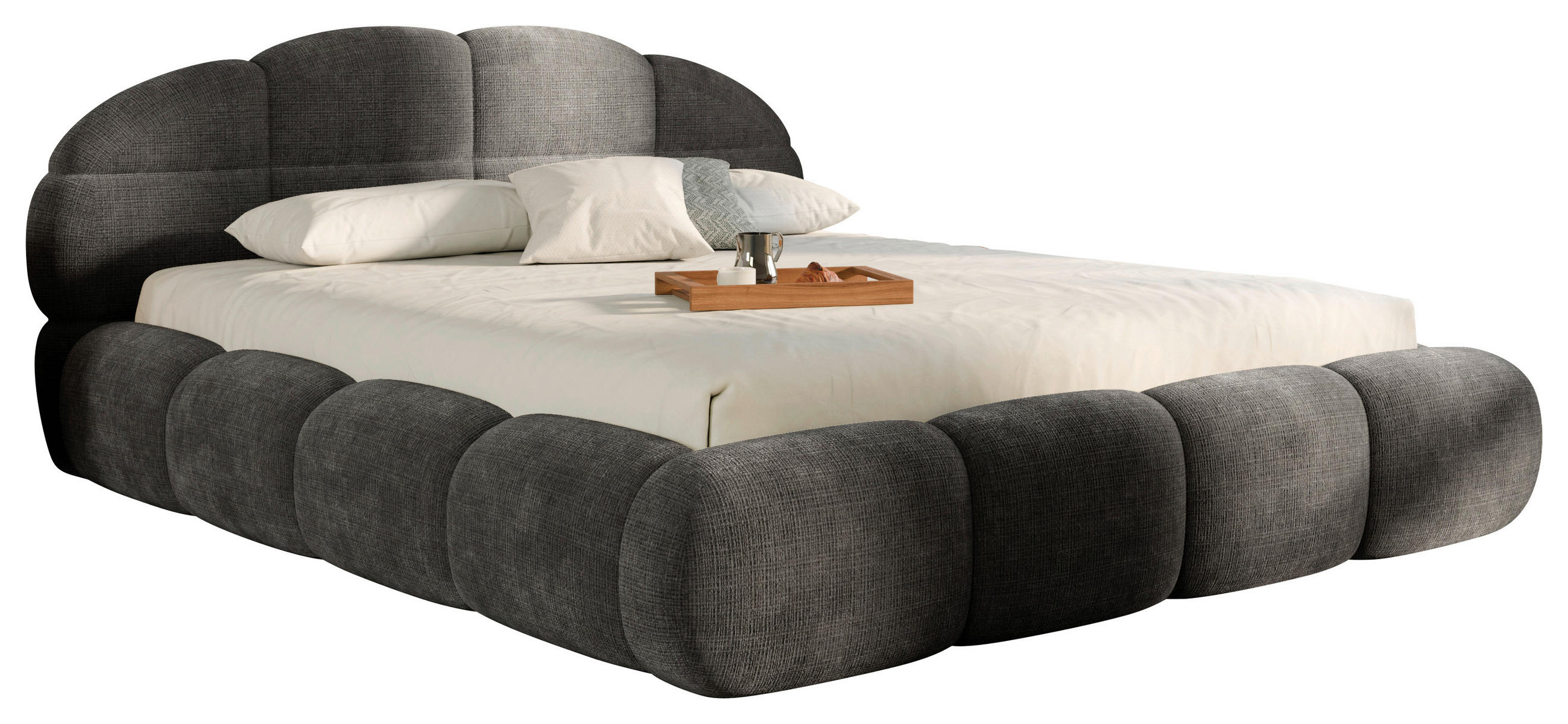 POLSTERBETT 180/200 cm,  in Anthrazit, gepolstertes Kopfteil, Lattenrost, Bettkasten,  - Anthrazit/Schwarz, Design, Holz/Textil (180/200cm) - Chameo