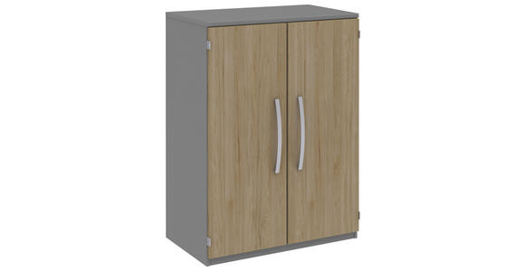 AKTENSCHRANK Grau, Eichefarben - Eichefarben/Grau, KONVENTIONELL, Holzwerkstoff (80/111,7/43cm) - Moderano