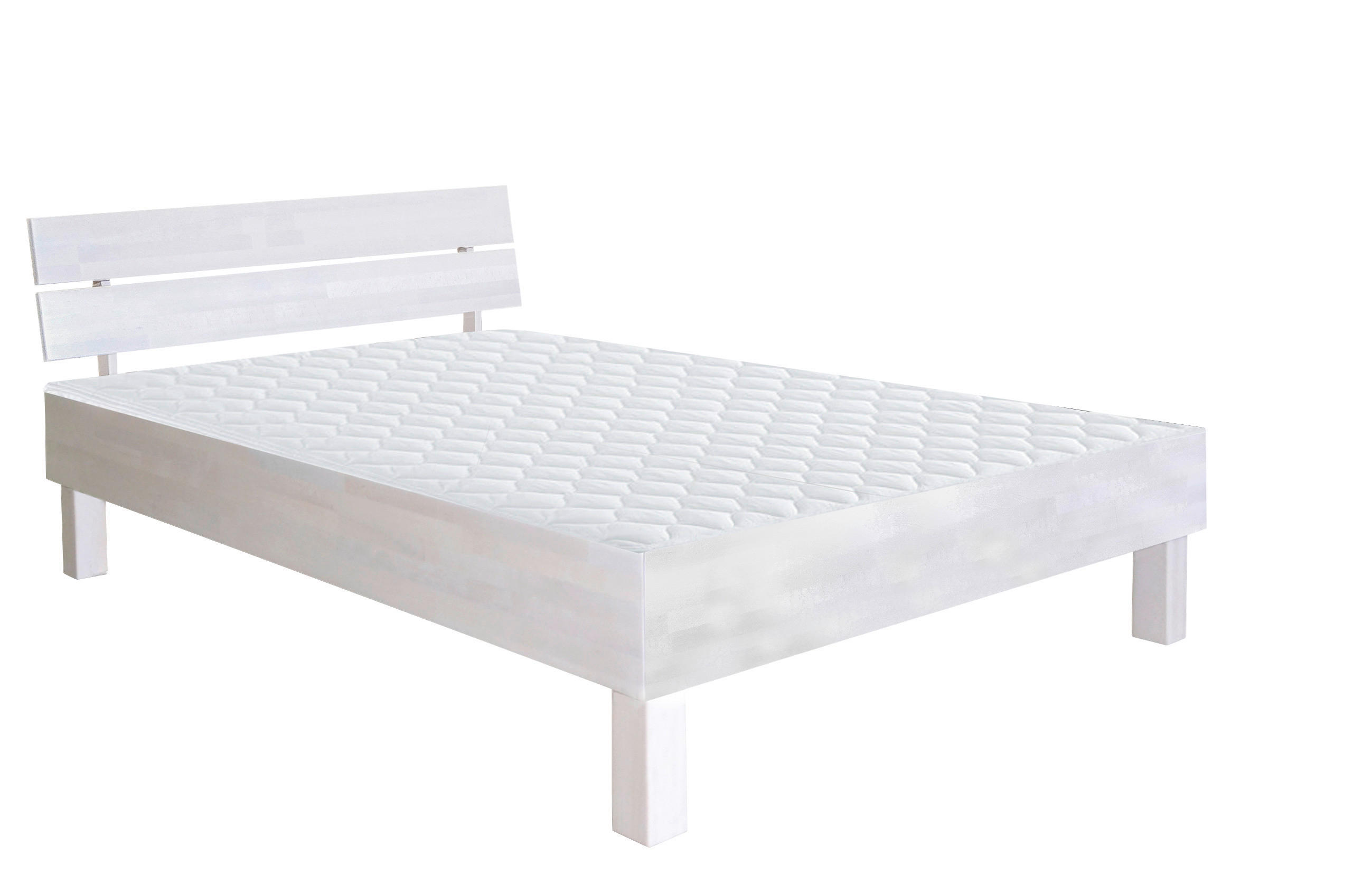 BETT 120/200 cm in Weiss - Weiss, Natur, Holz (120/200cm) - Carryhome