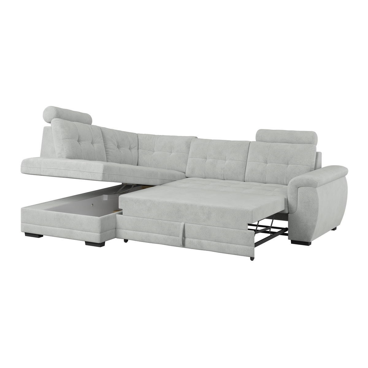 ECKSOFA  Mikrofaser, Struktur Grauweiss  - Schwarz/Grauweiss, Konventionell, Kunststoff/Textil (183/251cm) - MID.YOU