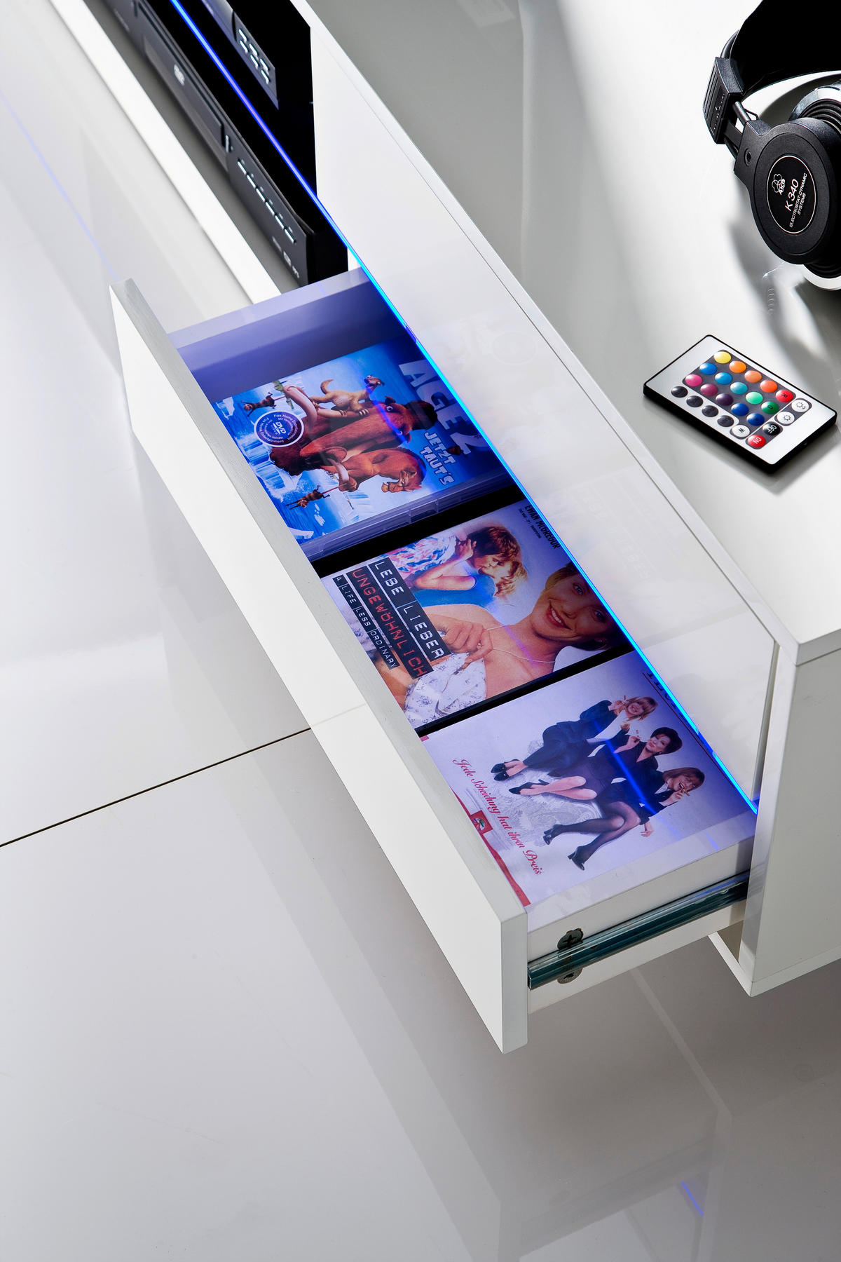 TV-ELEMENT 160/36/40 cm  - Weiss Hochglanz, Design, Glas/Holzwerkstoff (160/36/40cm)