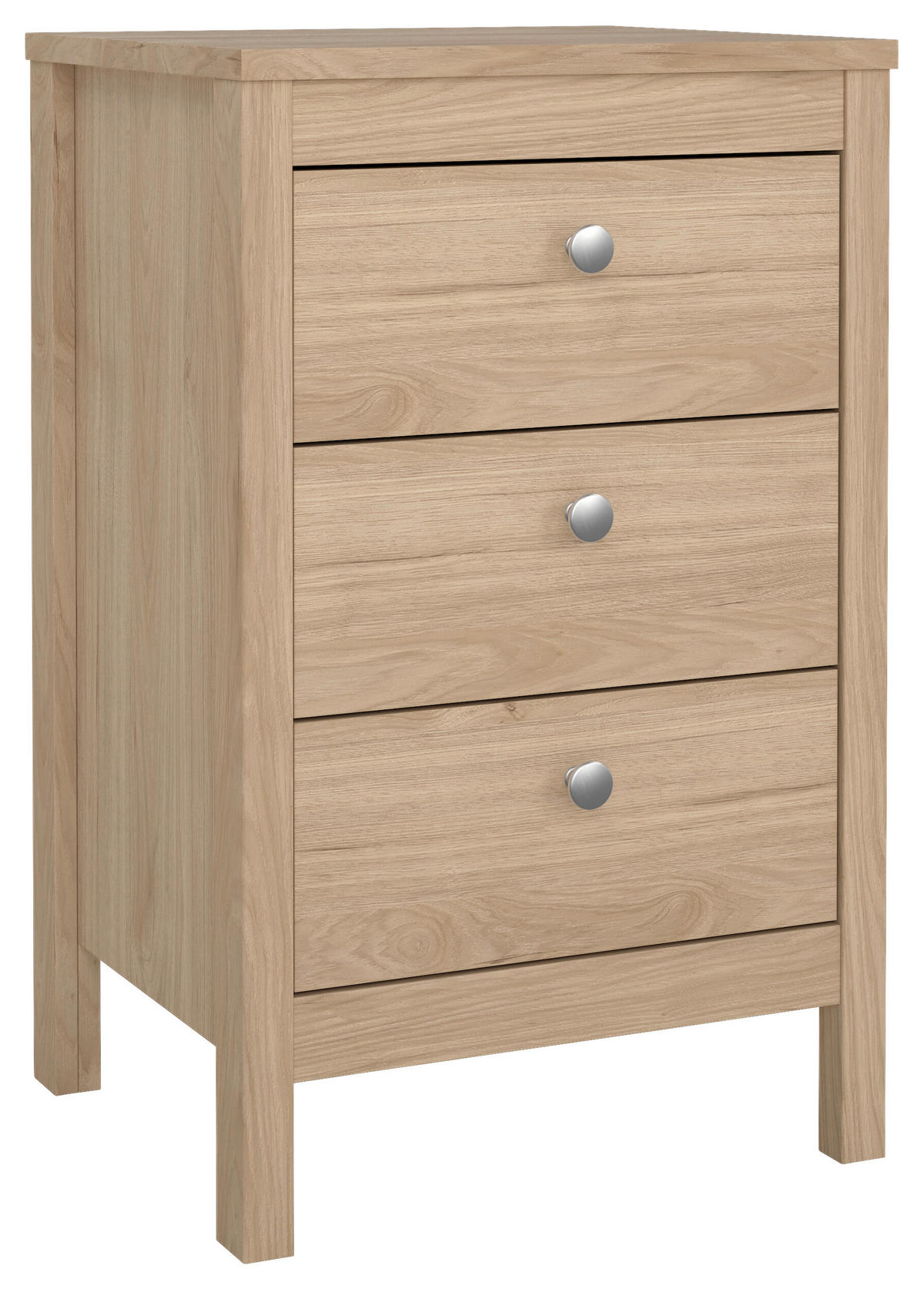 NACHTSCHRANK 43,8/70,1/38,4 cm  - Eichefarben/Silberfarben, MODERN, Holzwerkstoff/Metall (43,8/70,1/38,4cm) - MID.YOU