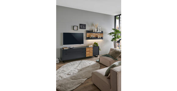 WOHNWAND  in Grau, Eichefarben  299,4/170,4/46,4 cm  - Eichefarben/Anthrazit, Design, Holz/Holzwerkstoff (299,4/170,4/46,4cm) - Novel