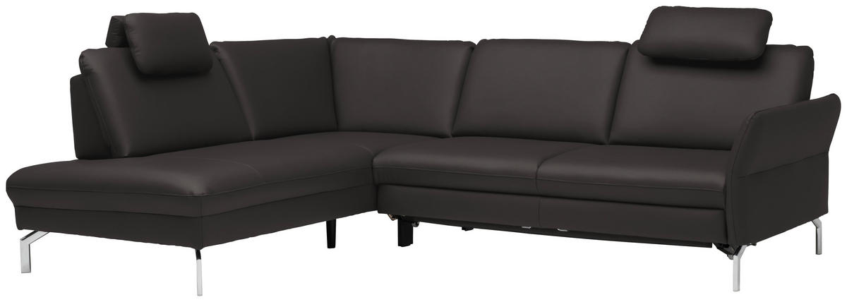ECKSOFA in Echtleder Grau  220/284 cm  - Alufarben/Grau, KONVENTIONELL, Leder/Metall (220/284cm) - Beldomo Premium