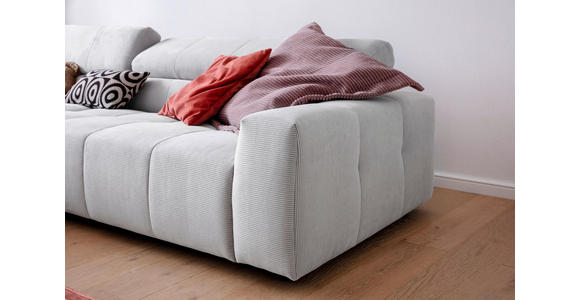 ECKSOFA in Feincord Silberfarben  - Silberfarben/Schwarz, KONVENTIONELL, Kunststoff/Textil (219/311cm) - Hom`in