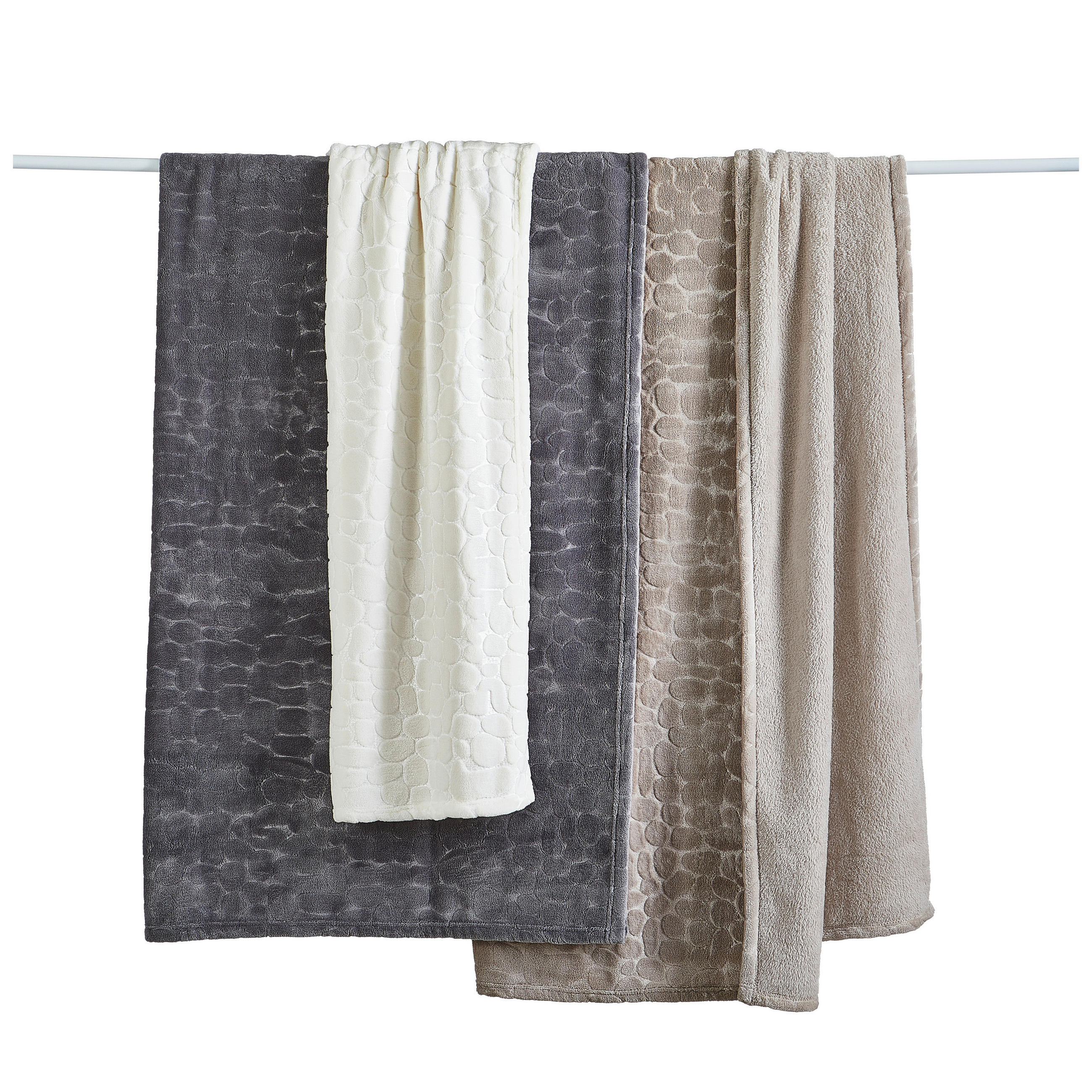 FLEECOVÁ DEKA, polyester, 220/240 cm - bílá, textil (220/240cm) - Novel