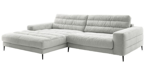 ECKSOFA in Cord Hellgrau  - Hellgrau/Schwarz, Design, Textil/Metall (207/296cm) - Dieter Knoll