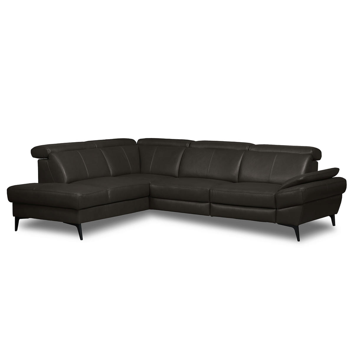 ECKSOFA  in Lederlook Echtleder Dunkelbraun  211/264 cm  - Dunkelbraun/Schwarz, Design, Leder/Textil (211/264cm) - Livetastic